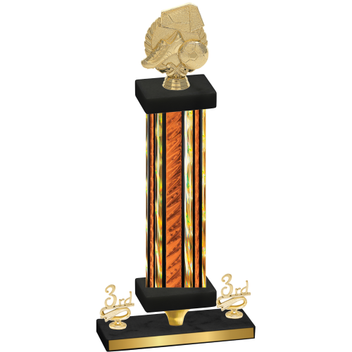 Premium Single Orange Glacier Third Place Soccer Trophy