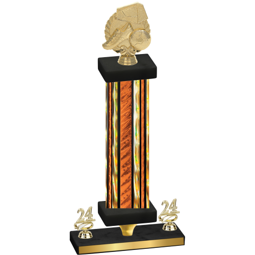 Premium Single Orange Glacier Year Soccer Trophy
