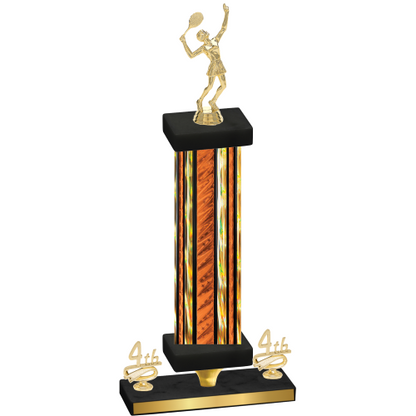 Premium Single Orange Glacier Fourth Place Tennis Trophy