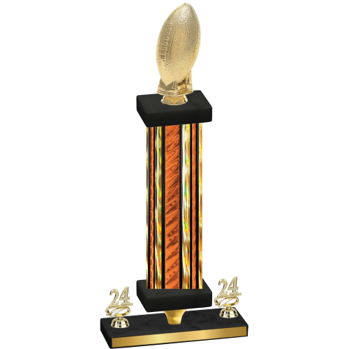 Premium Single Orange Glacier Year Football Trophy