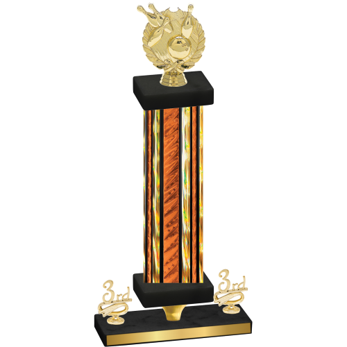 Premium Single Orange Glacier Third Place Bowling Trophy