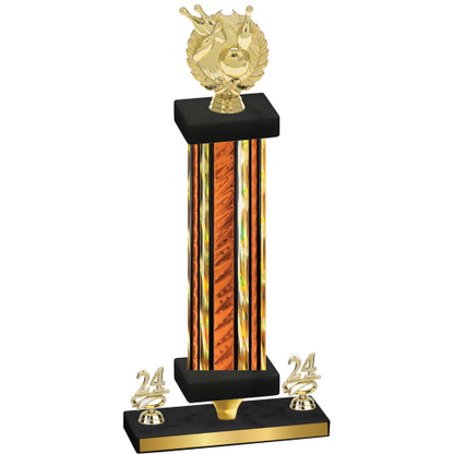 Premium Single Orange Glacier Year Bowling Trophy