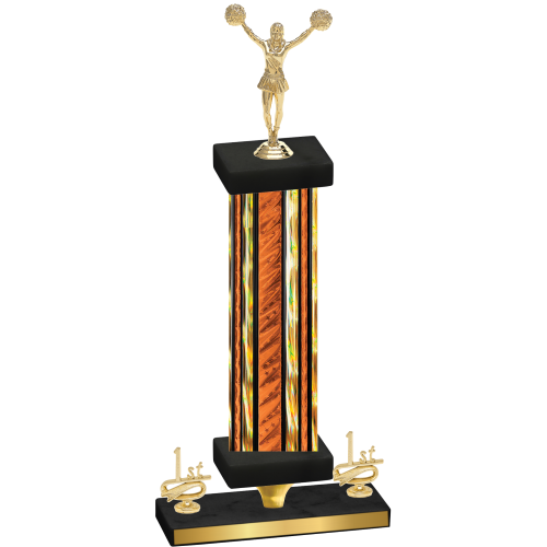 Premium Single Orange Glacier First Place Cheerleading Trophy