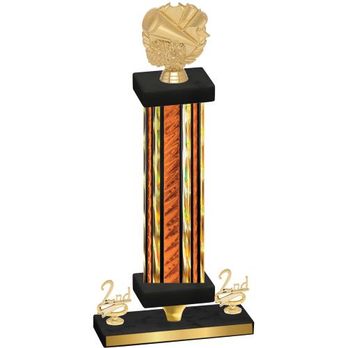 Premium Single Orange Glacier Second Place Cheerleading Trophy
