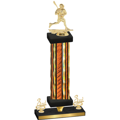 Premium Single Orange Glacier Third Place Lacrosse Trophy