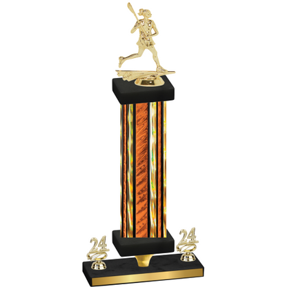 Premium Single Orange Glacier Year Lacrosse Trophy