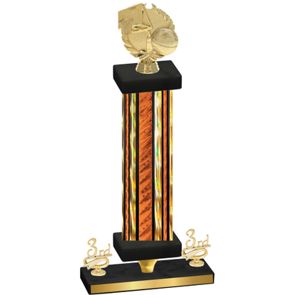 Premium Single Orange Glacier Third Place Basketball Trophy