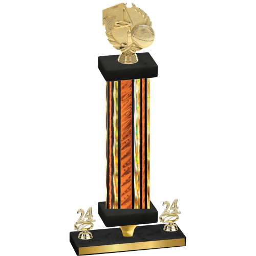 Premium Single Orange Glacier Year Basketball Trophy