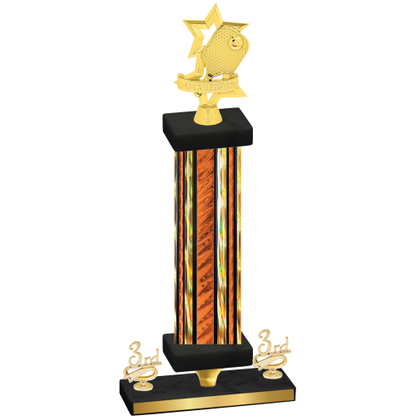 Premium Single Orange Glacier Third Place Pickleball Trophy