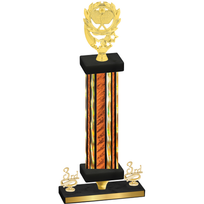 Premium Single Orange Glacier Third Place Pickleball Trophy
