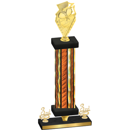 Premium Single Orange Glacier Third Place Pickleball Trophy
