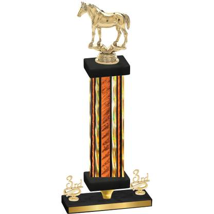 Premium Single Orange Glacier Third Place Horses Trophy