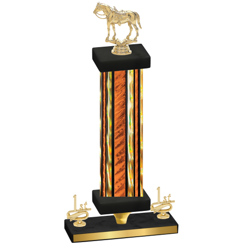 Premium Single Orange Glacier First Place Horses Trophy