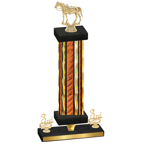 Premium Single Orange Glacier Third Place Horses Trophy