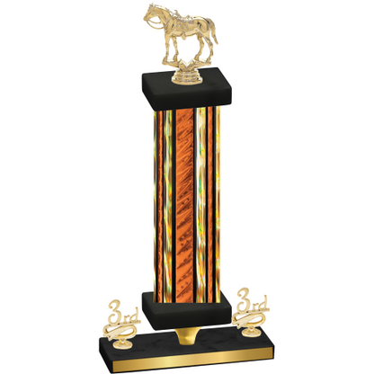 Premium Single Orange Glacier Third Place Horses Trophy