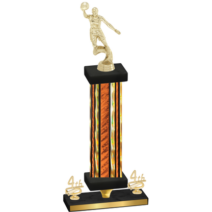 Premium Single Orange Glacier Fourth Place Basketball Trophy