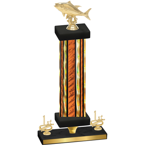 Premium Single Orange Glacier First Place Fishing Trophy