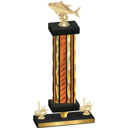 Premium Single Orange Glacier First Place Fishing Trophy