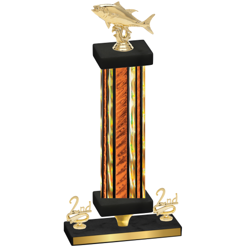 Premium Single Orange Glacier Second Place Fishing Trophy