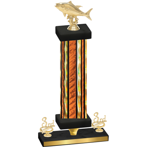 Premium Single Orange Glacier Third Place Fishing Trophy