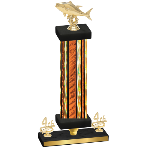 Premium Single Orange Glacier Fourth Place Fishing Trophy