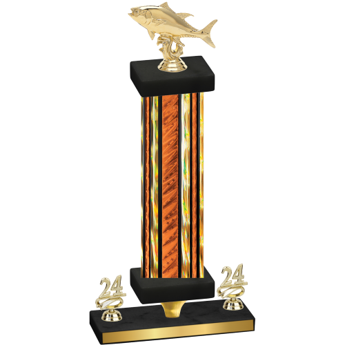 Premium Single Orange Glacier Year Fishing Trophy