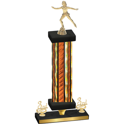 Premium Single Orange Glacier Third Place Skater Trophy