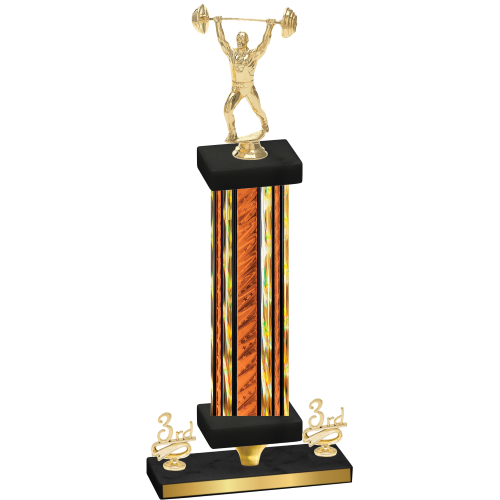 Premium Single Orange Glacier Third Place Weights Trophy