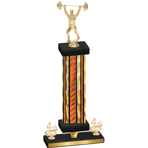 Premium Single Orange Glacier Fourth Place Weights Trophy
