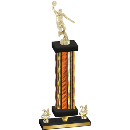 Premium Single Orange Glacier Year Basketball Trophy