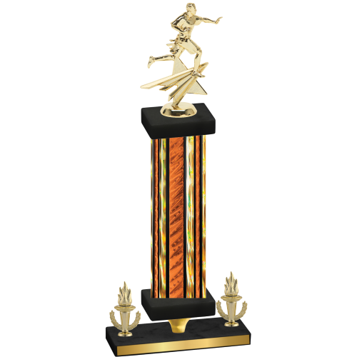 Premium Single Orange Glacier Victory Flag Football Trophy