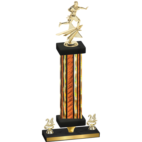 Premium Single Orange Glacier Year Flag Football Trophy