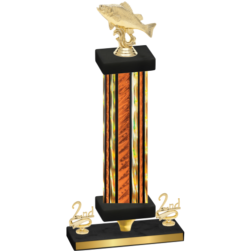 Premium Single Orange Glacier Second Place Fishing Trophy
