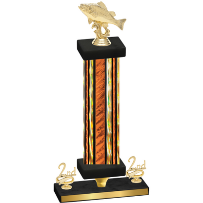 Premium Single Orange Glacier Second Place Fishing Trophy