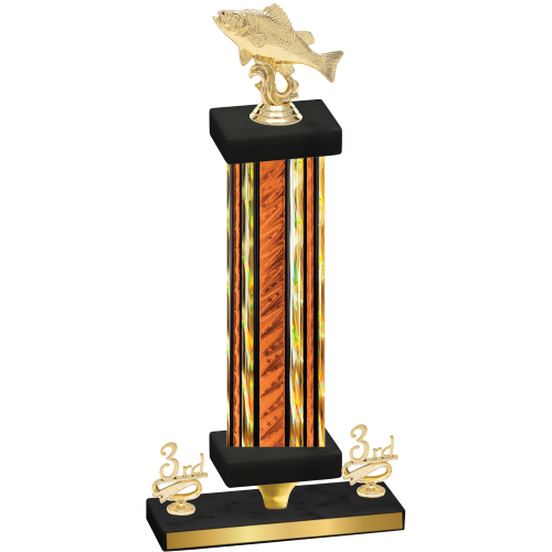 Premium Single Orange Glacier Third Place Fishing Trophy