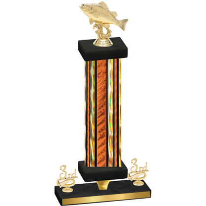 Premium Single Orange Glacier Third Place Fishing Trophy