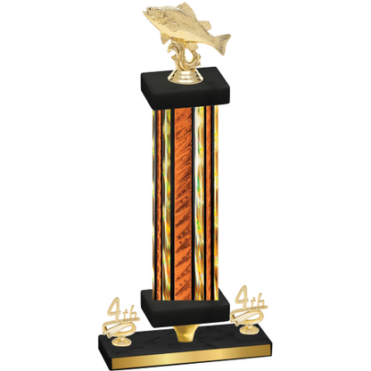 Premium Single Orange Glacier Fourth Place Fishing Trophy