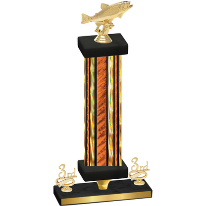 Premium Single Orange Glacier Third Place Fishing Trophy