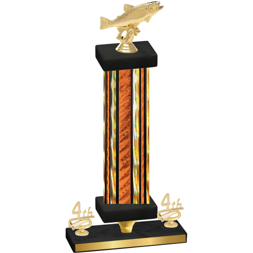 Premium Single Orange Glacier Fourth Place Fishing Trophy