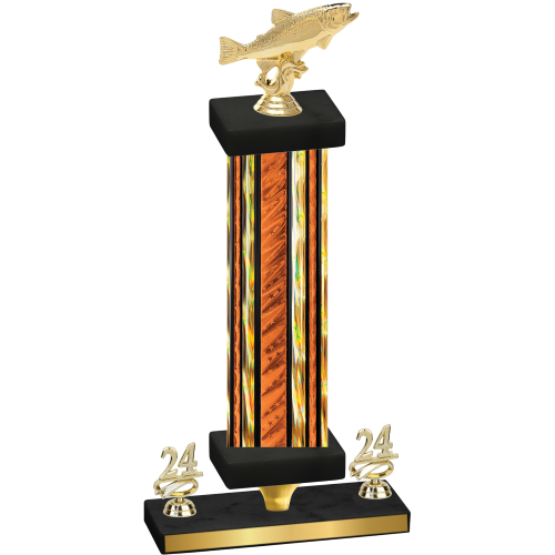 Premium Single Orange Glacier Year Fishing Trophy