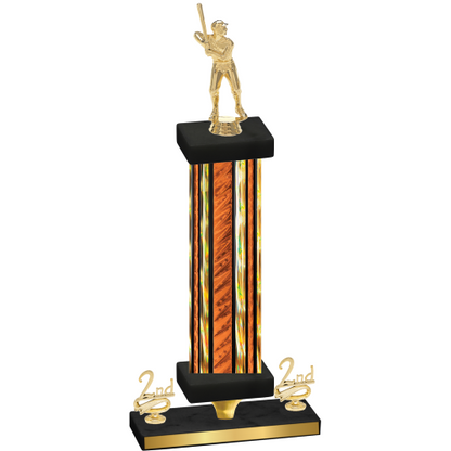 Premium Single Orange Glacier Second Place Baseball Trophy