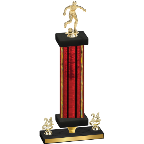 Premium Single Red Glacier Year Soccer Trophy