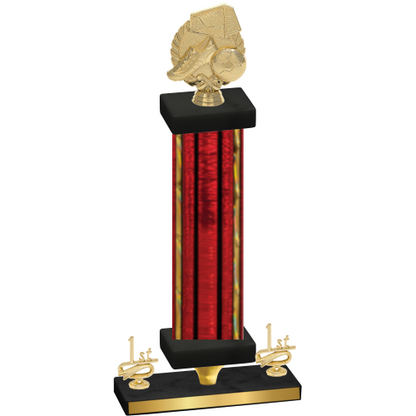 Premium Single Red Glacier First Place Soccer Trophy