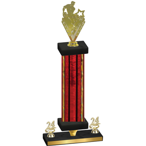 Premium Single Red Glacier Year Rugby Trophy