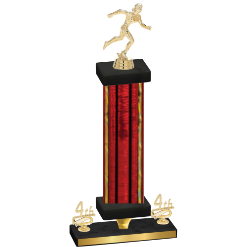 Premium Single Red Glacier Fourth Place Running Trophy