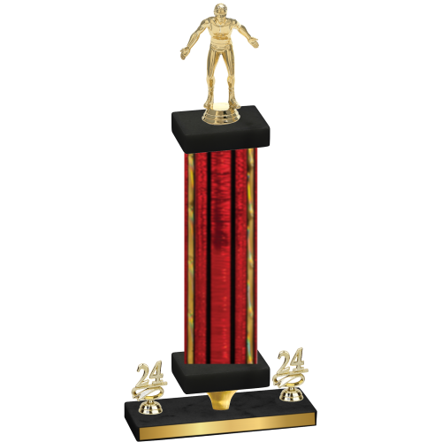 Premium Single Red Glacier Year Wrestling Trophy