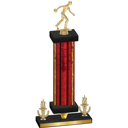 Premium Single Red Glacier Victory Bowling Trophy