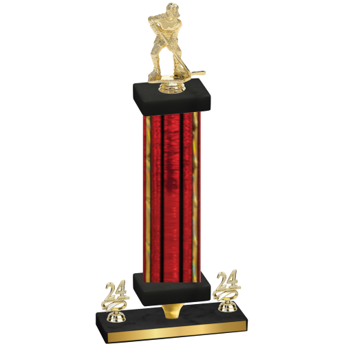 Premium Single Red Glacier Year Hockey Trophy