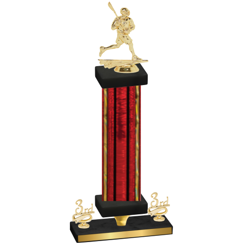 Premium Single Red Glacier Third Place Lacrosse Trophy