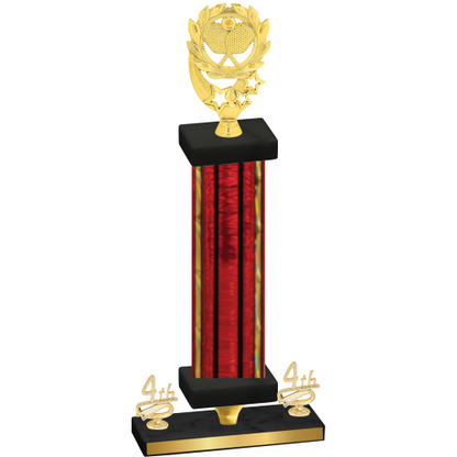 Premium Single Red Glacier Fourth Place Pickleball Trophy